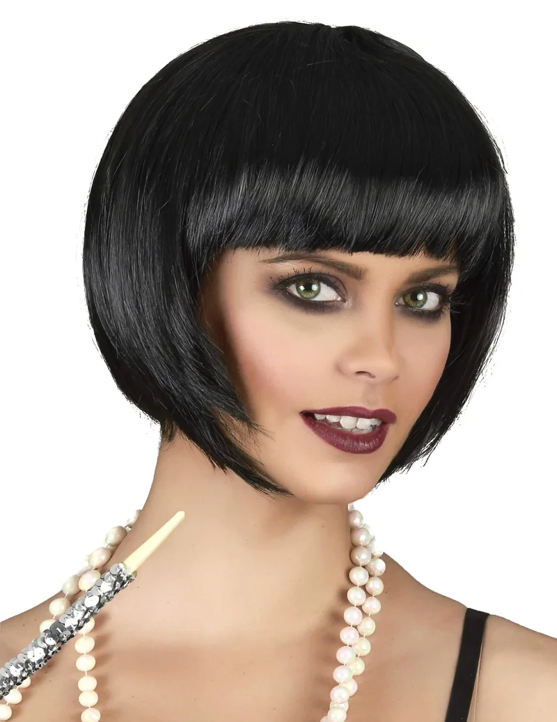 Kurzhaar-Bob-Perücke für Damen schwarz