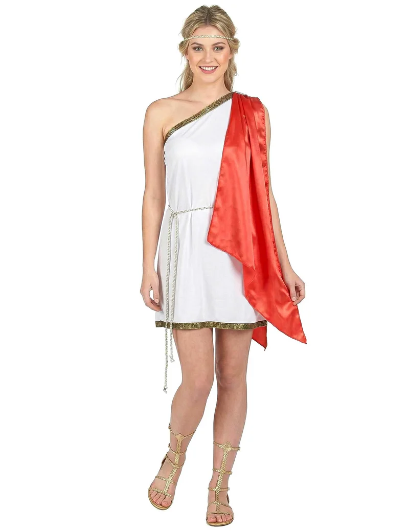 Römische Göttin Damenkostüm weiss-rot-goldfarben