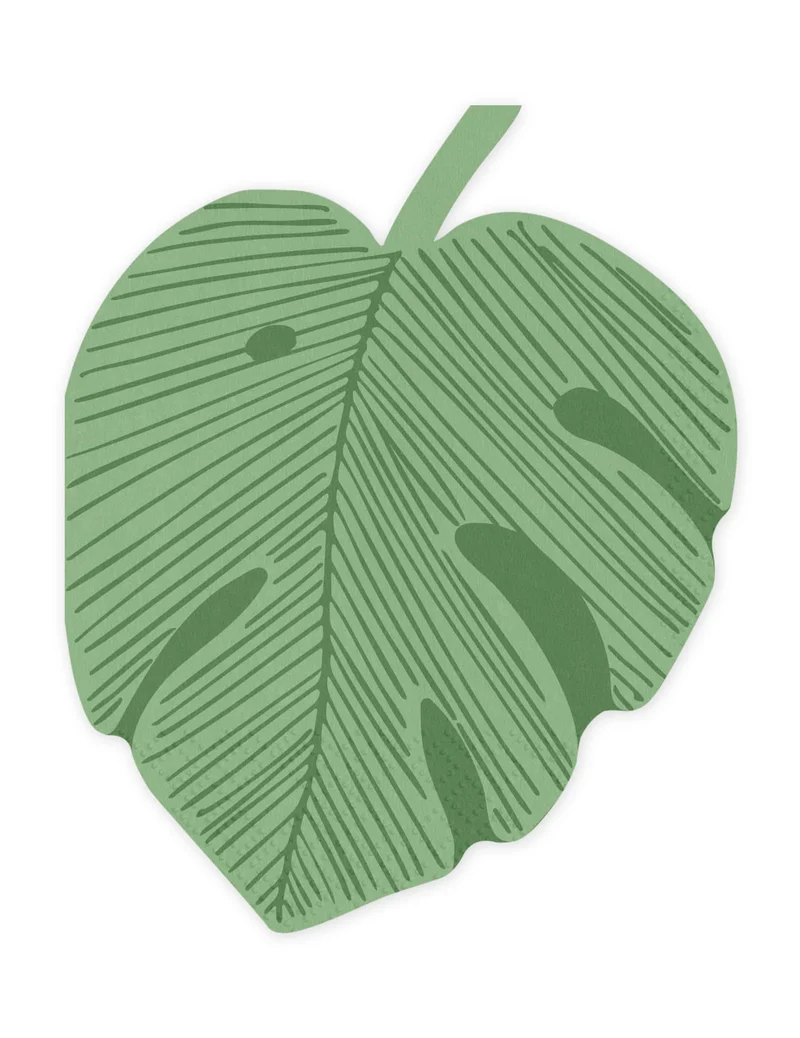 12 Monstera Blatt Servietten grün 29,1 x 36 cm für Partys