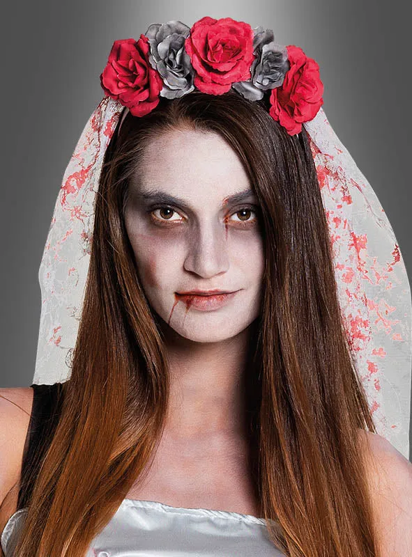 Horrorbraut Haarschmuck mit Schleier