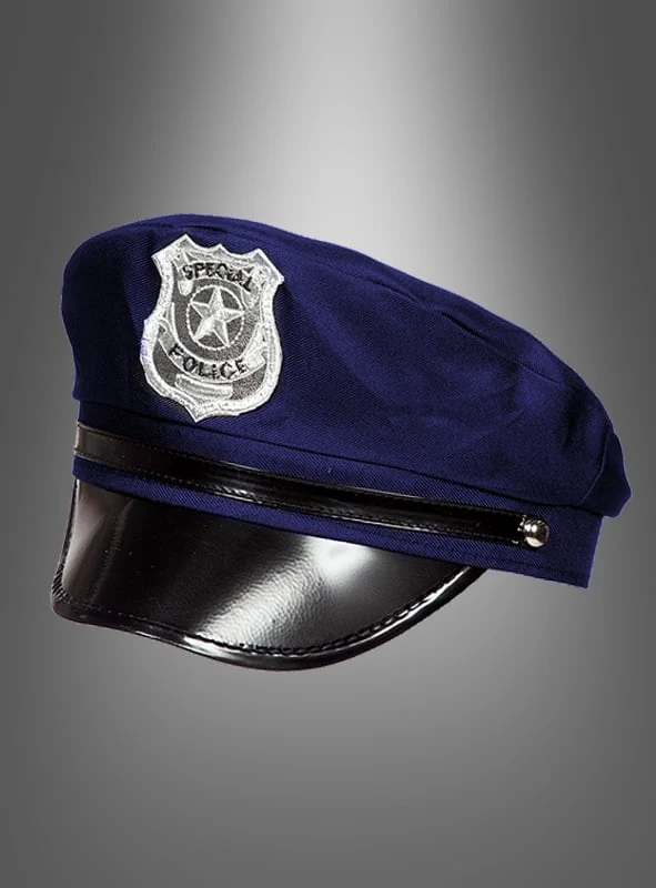 Blaue Polizeimütze mit Abzeichen