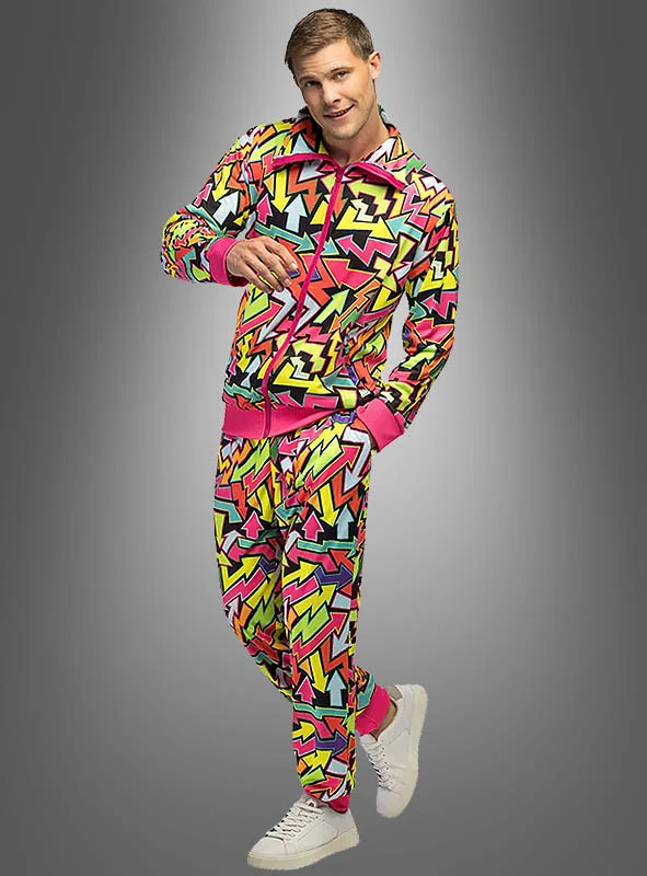 Cooler Trainingsanzug Neon 80er Flash Herren