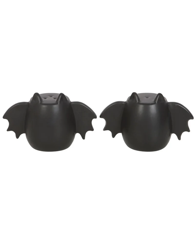 Schwarze Salz & Pfefferstreuer mit Fledermaus Flügeln 2 St.