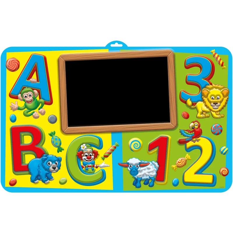 Buntes Türschild mit ABC und Zahlen, beschreibbar, 53 cm