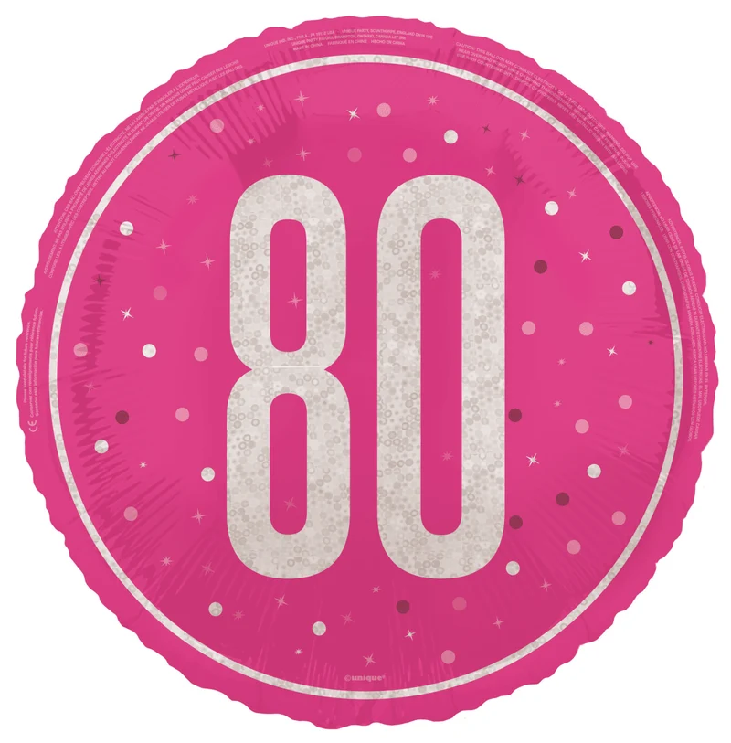 80 Jahre Heliumballon Rosa Leer 45cm