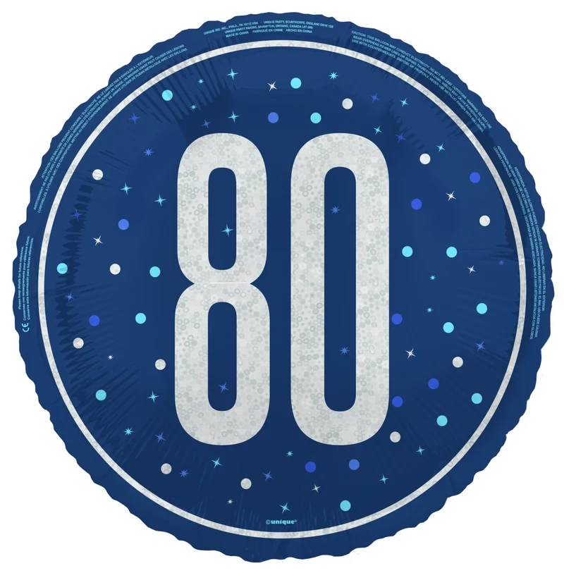 80 Jahre Heliumballon Blau Leer 45cm