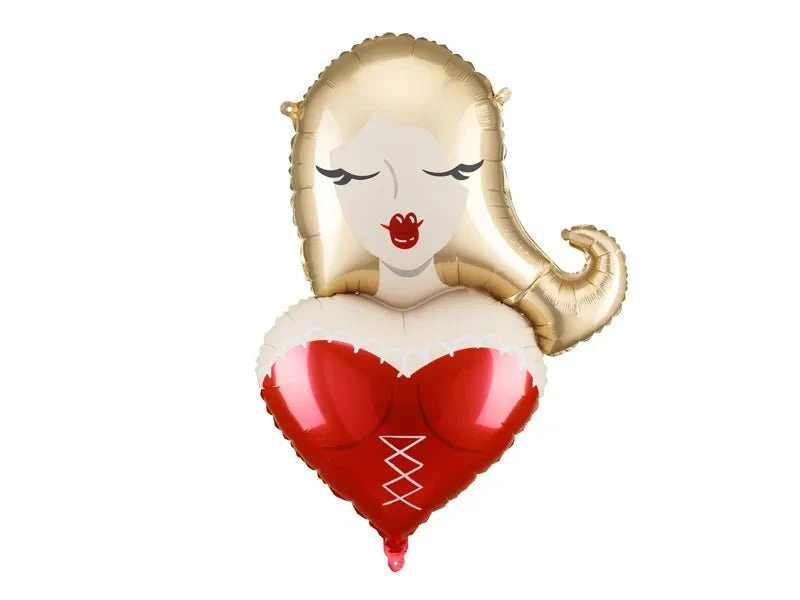 Roter, gelber und weißer Folienballon „Mädchen“, leer, 74 cm
