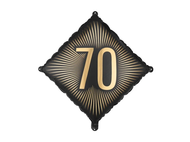 70 Jahre Folienballon Schwarz-Gold, leer, 46 cm