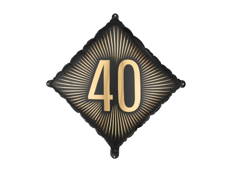 40 Jahre Folienballon Schwarz-Gold, leer, 46 cm