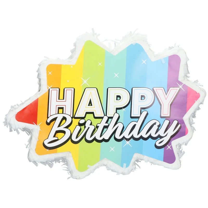 Happy Birthday Piñata in Regenbogen-Sternform, 38 cm