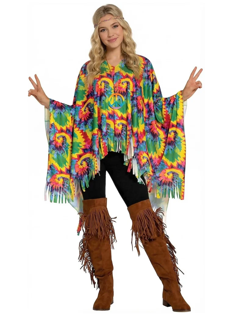 Batik-Poncho bunt für Erwachsene