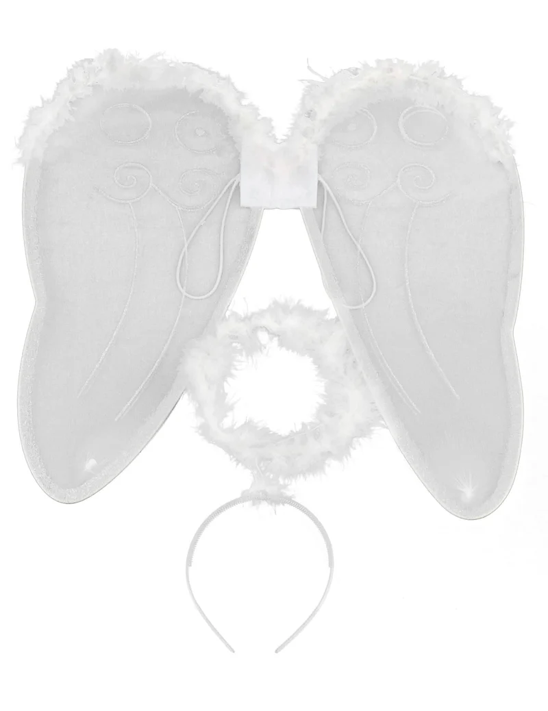 Set Engel mit Flügeln und Heiligenschein Erwachsene