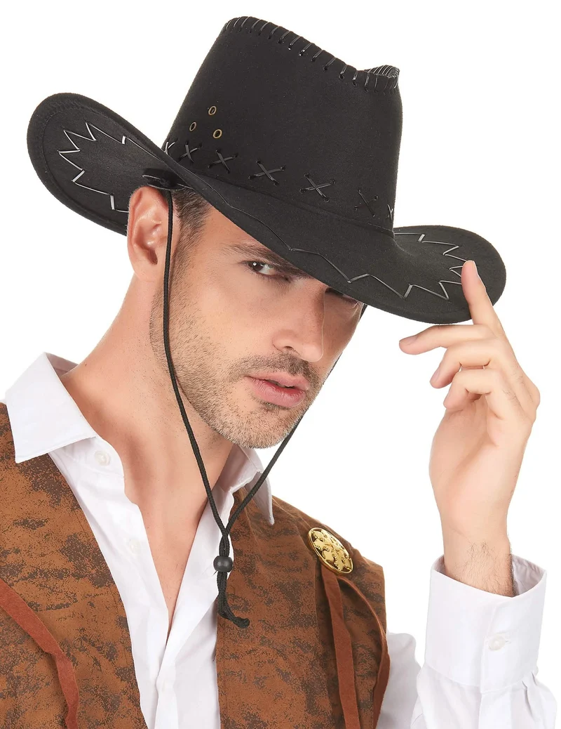 Schwarzer Cowboy Hut für Erwachsene