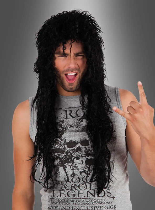 Rocker Langhaarperücke schwarz