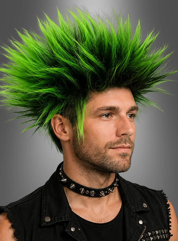 80er Punk Perücke rot oder grün