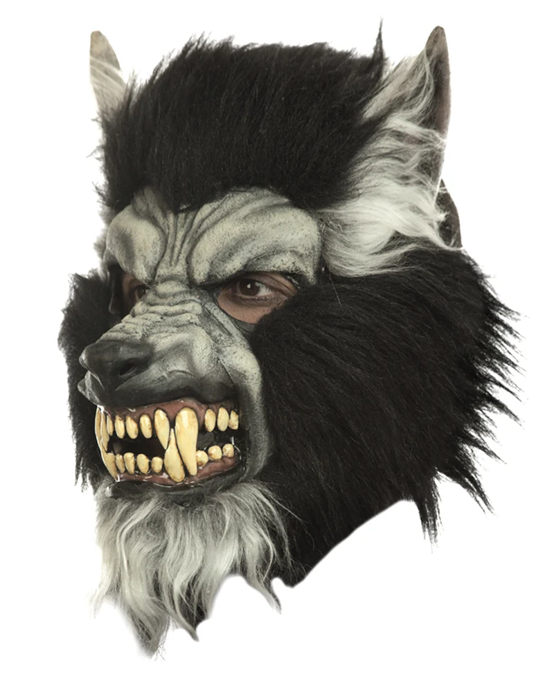 Graue Wolf Maske mit fletschenden Zähnen