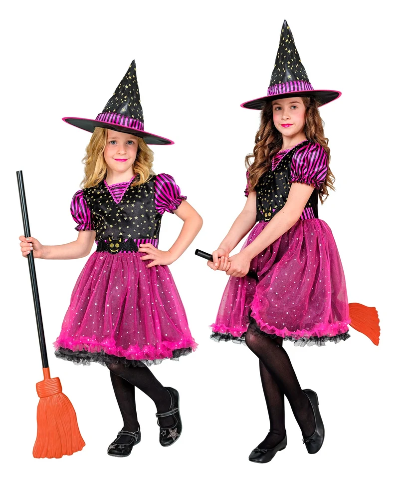 Glitzerhexe Kinderkostüm Pink