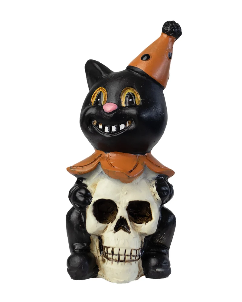 Vintage Skull Katze Dekofigur 8 cm
