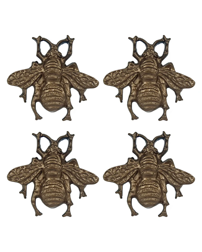 Messingfarbene Bienen Magneten im Vintage Style 4 St..