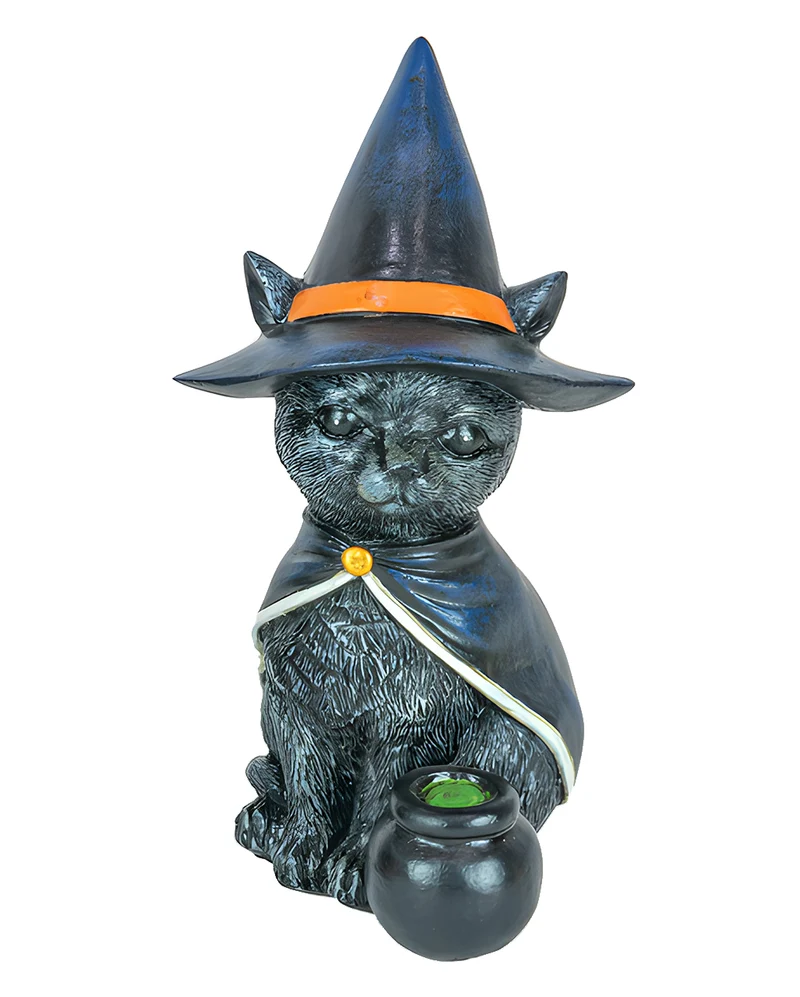 Katze mit Hexenhut & Hexenkessel 15cm