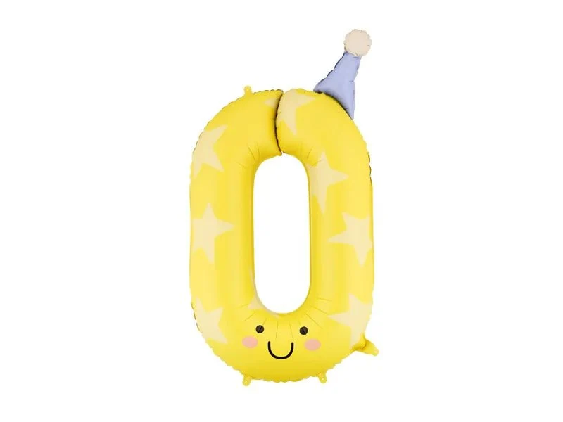 0 Jahre Zahlenballon Gelb Leer 86 cm