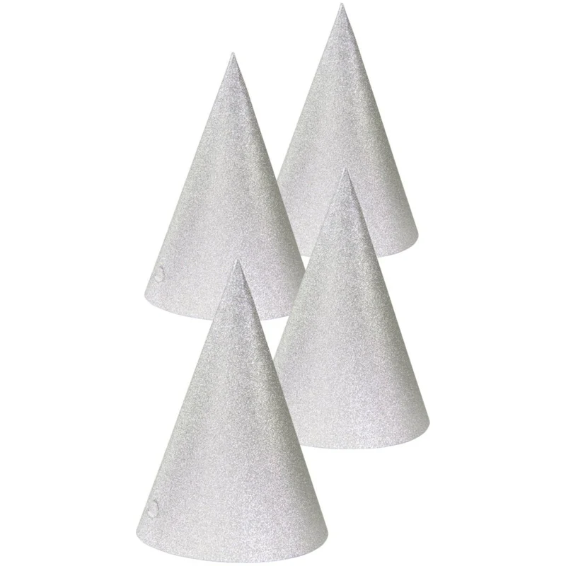 Silberne Partyhütchen, 16 cm, 4 Stück