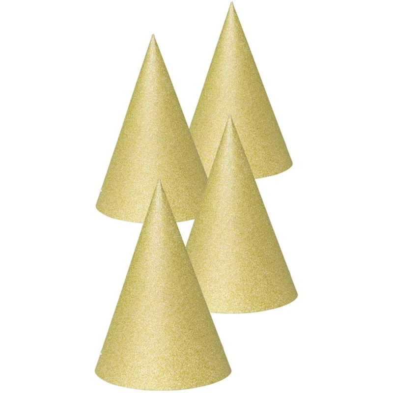 Goldene Partyhüte, 16 cm, 4 Stück