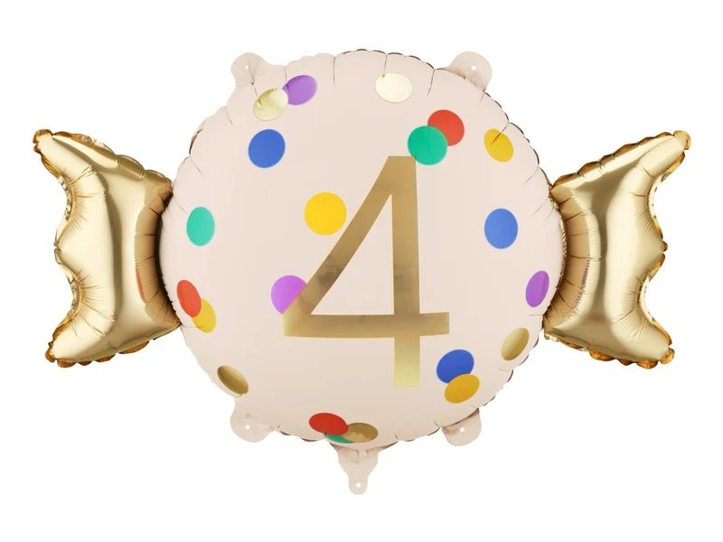 4 Jahre Folienballon mit Süßigkeiten, leer, 61 cm