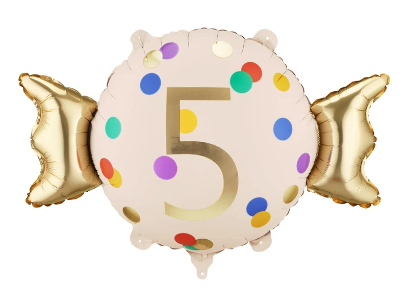 5 Jahre Folienballon mit Süßigkeiten, leer, 61 cm