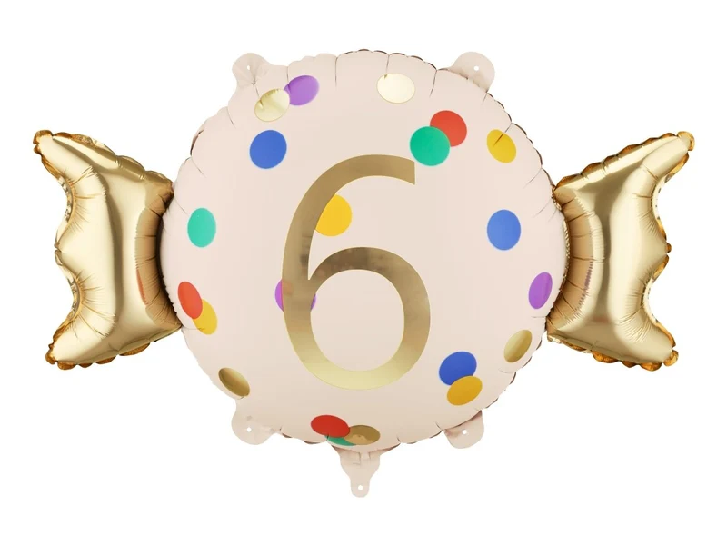 6 Jahre Folienballon mit Süßigkeiten, leer, 61 cm
