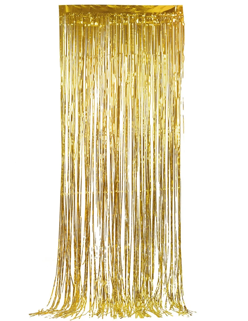Glänzender Lametta-Vorhang goldfarben