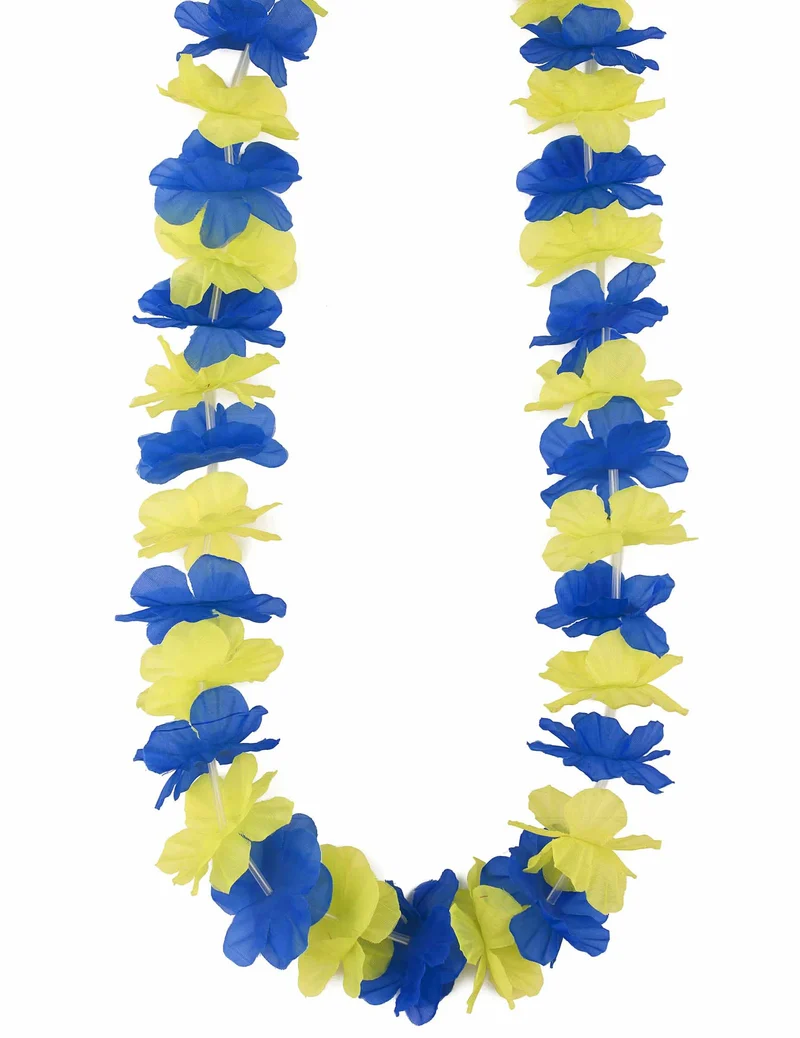 Hawaii-Kette für Erwachsene gelb-blau
