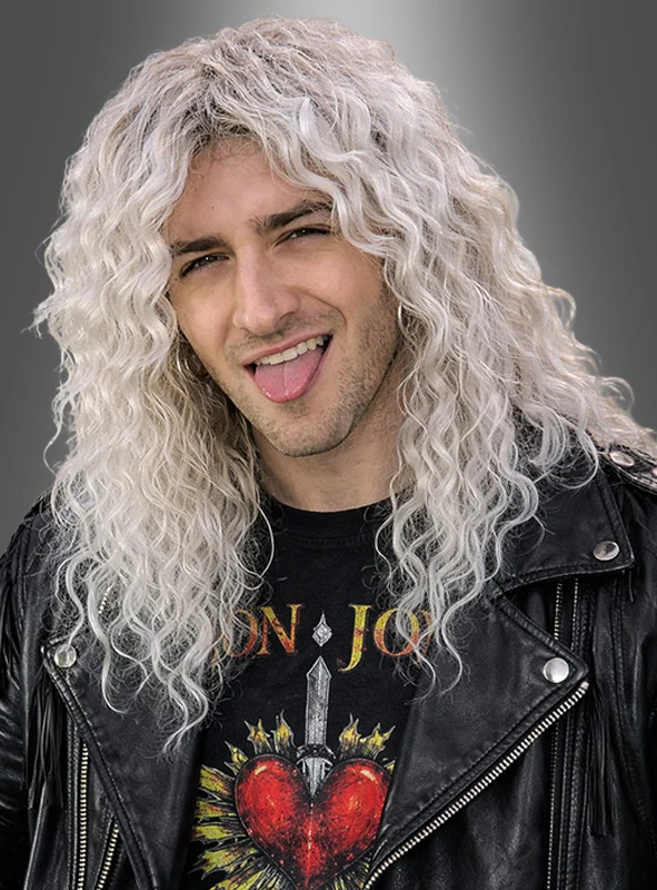 Rocker Perücke blond mit weißen Strähnen