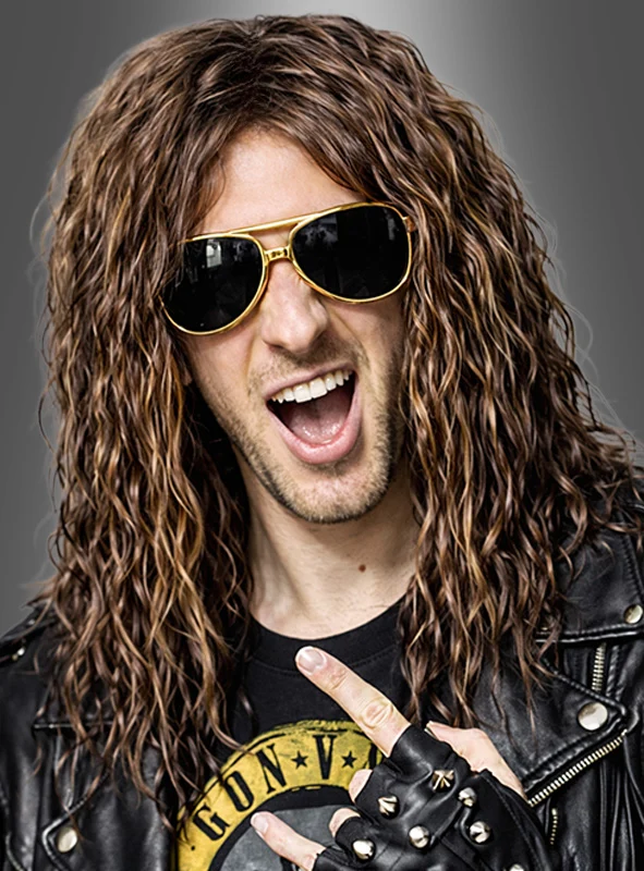 80er Rocker Perücke braun