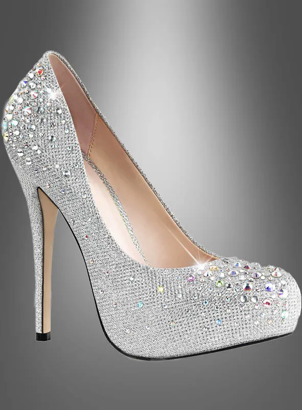 High Heels Silber Glitzer Größe 37