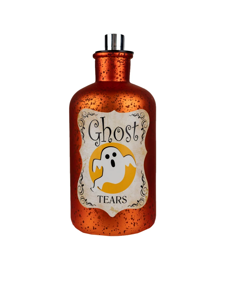 Ghost Tears Quecksilberglas Dekoflasche mit LED 18 cm