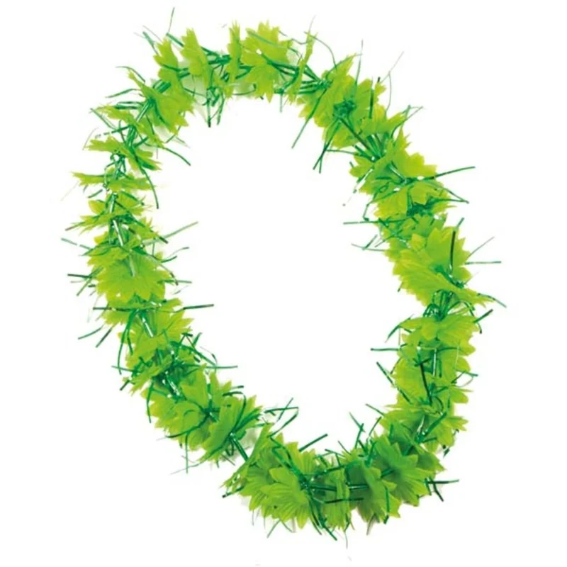 Grüner Hawaii-Kranz mit Lametta, 34 cm