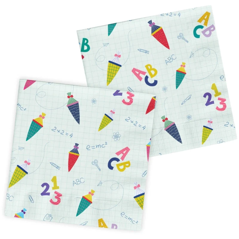 Bunte Servietten „Schulanfang“, 33 cm, 20 Stück