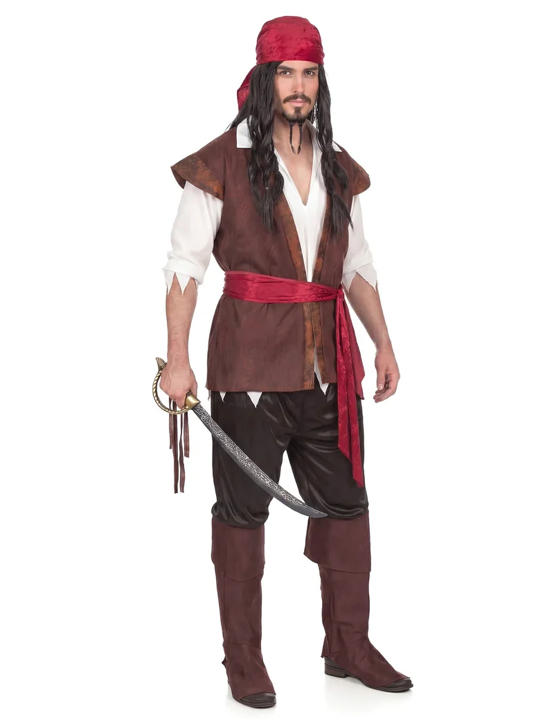 Seeräuber-Karneval-Kostüm für Herren braun-weiss-rot