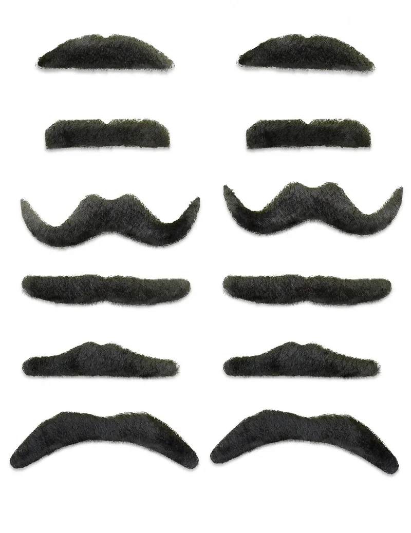 12 schwarze Schnurrbärte