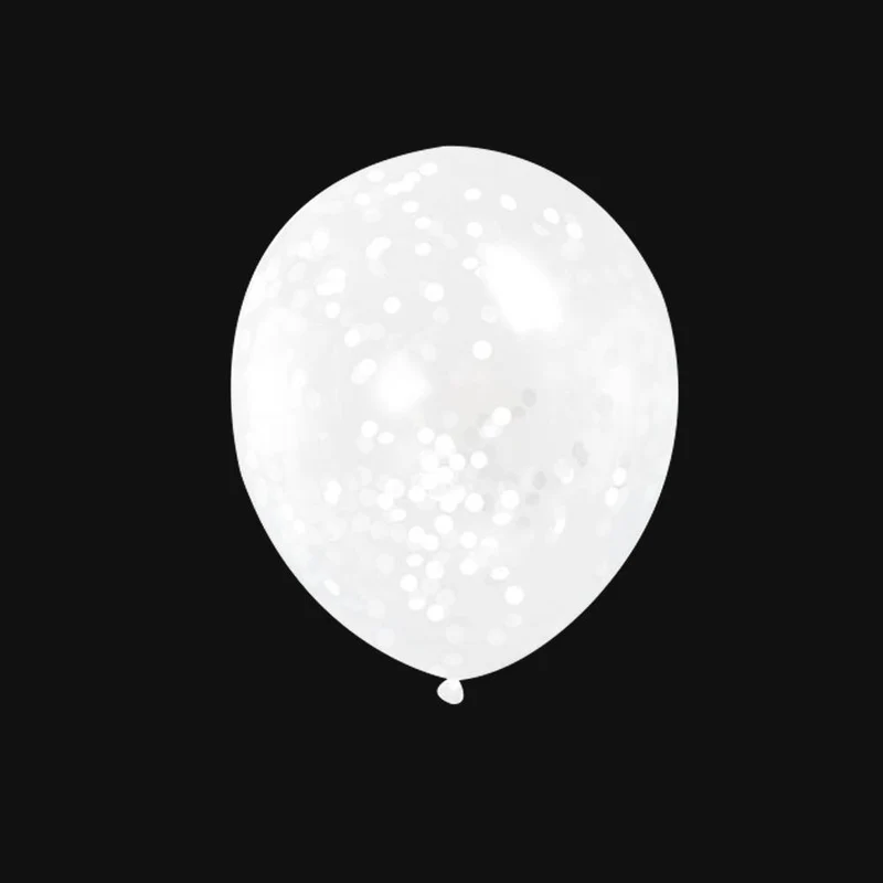 Confetti ballonnen | Witte confetti | 30cm (6 Stuks)