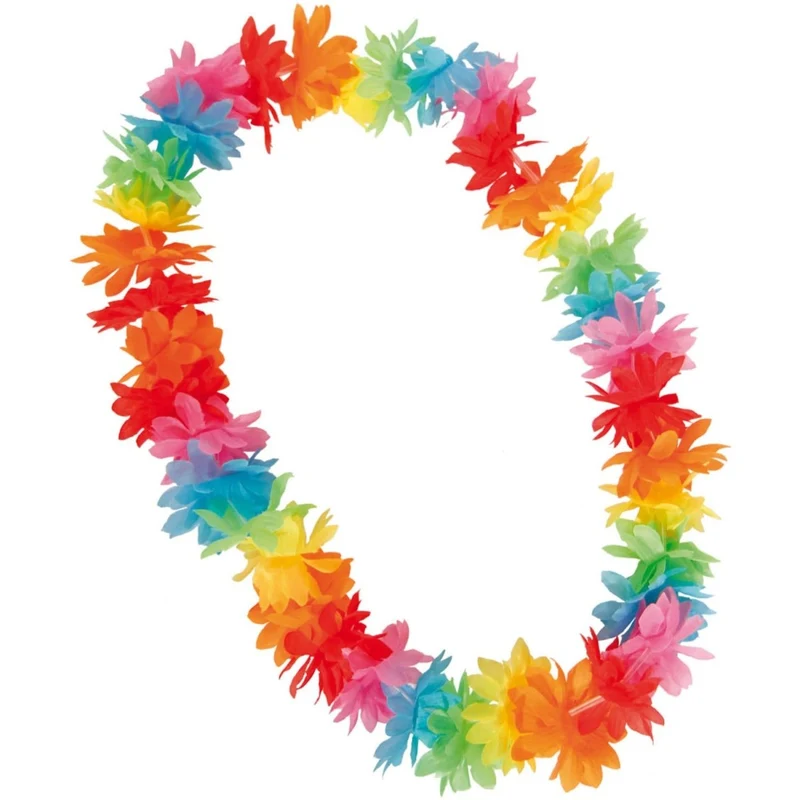 Bunte Hawaii-Blumenkranz aus Polyester, 51 cm