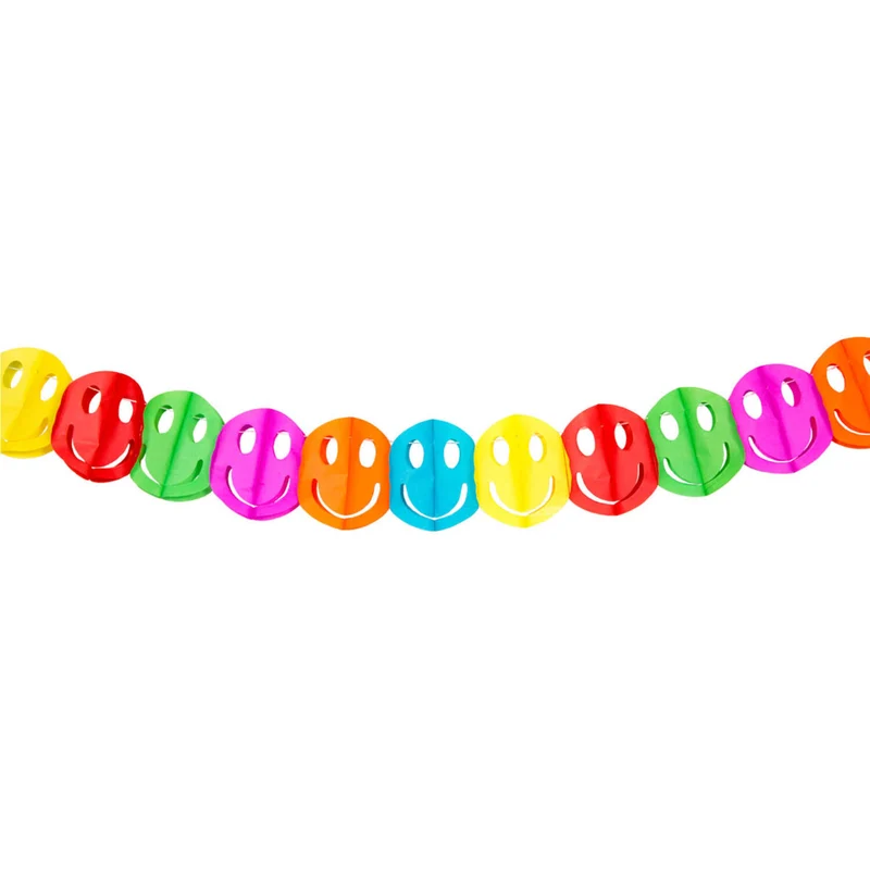Smiley-Girlande, bunt, 2 m
