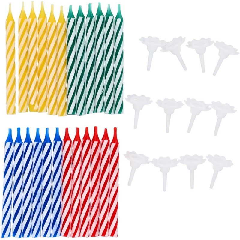 Geburtstagskerzen, bunt, Set, 7 cm, 24 Stück