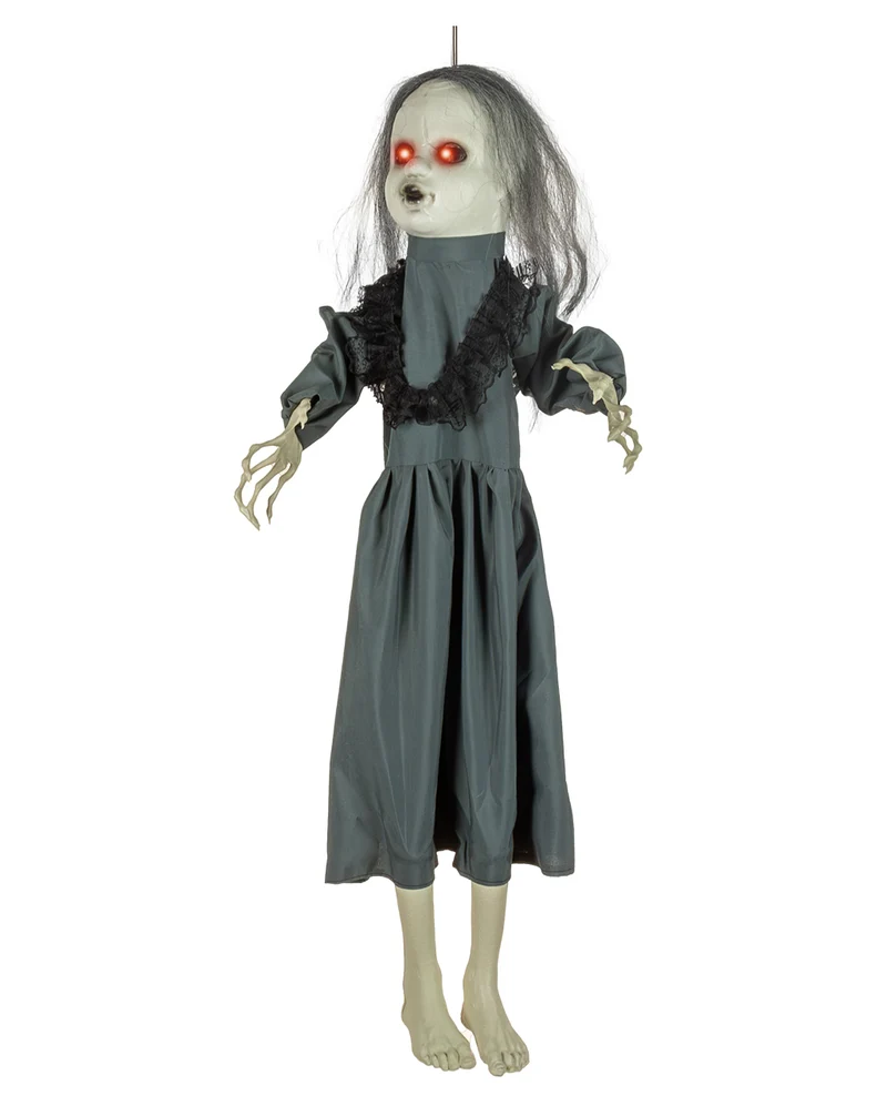 Schwarzes Gothic Mädchen mit leuchtenden Augen Hängefigur 80cm