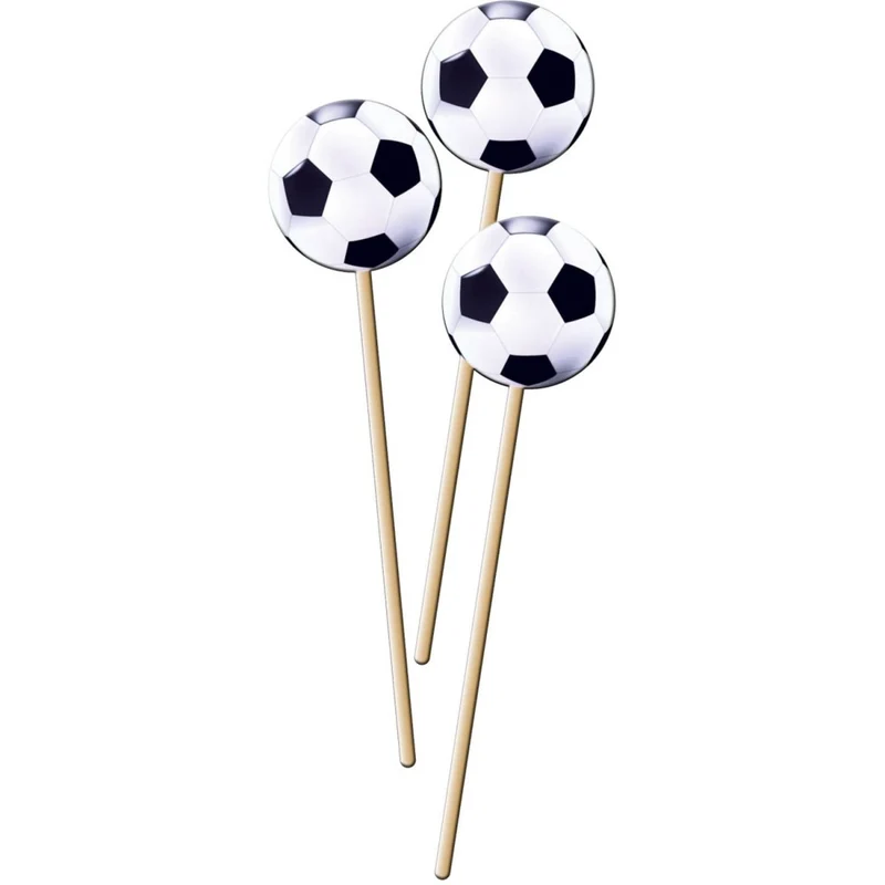 Fußball-Cocktailspieße, weiß-schwarz, 30 cm, 8 Stück