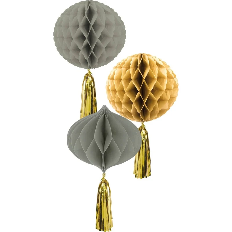 Goldgraue Waben 30 cm, 3-teilig