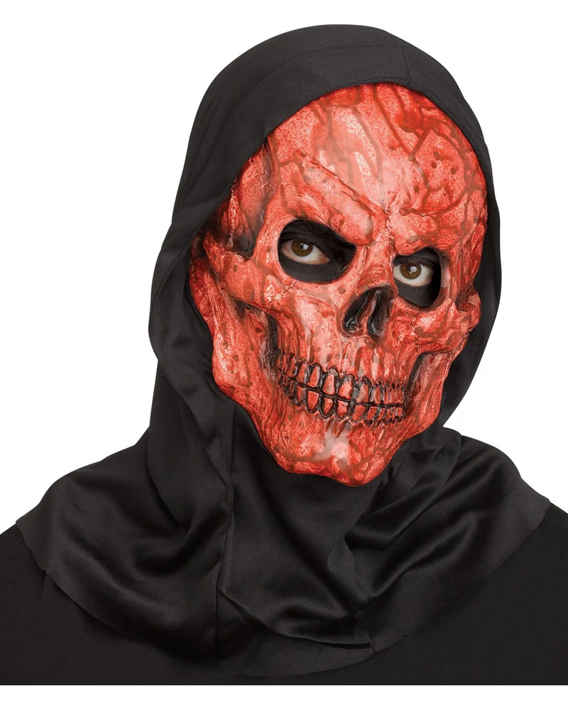 Blutige Totenkopf Maske mit Kapuze