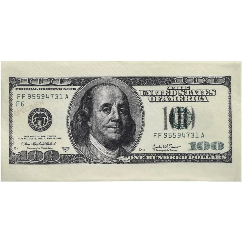 Dollars Servietten 33 cm, 10 Stück