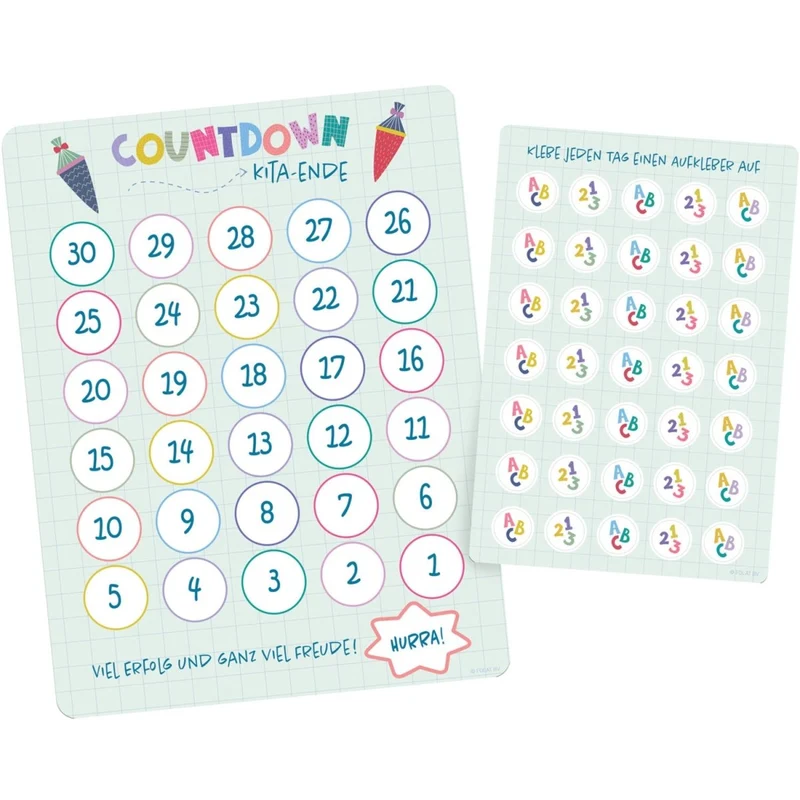 Bunter Schulanfangs-Countdown-Kalender, 23,5 cm